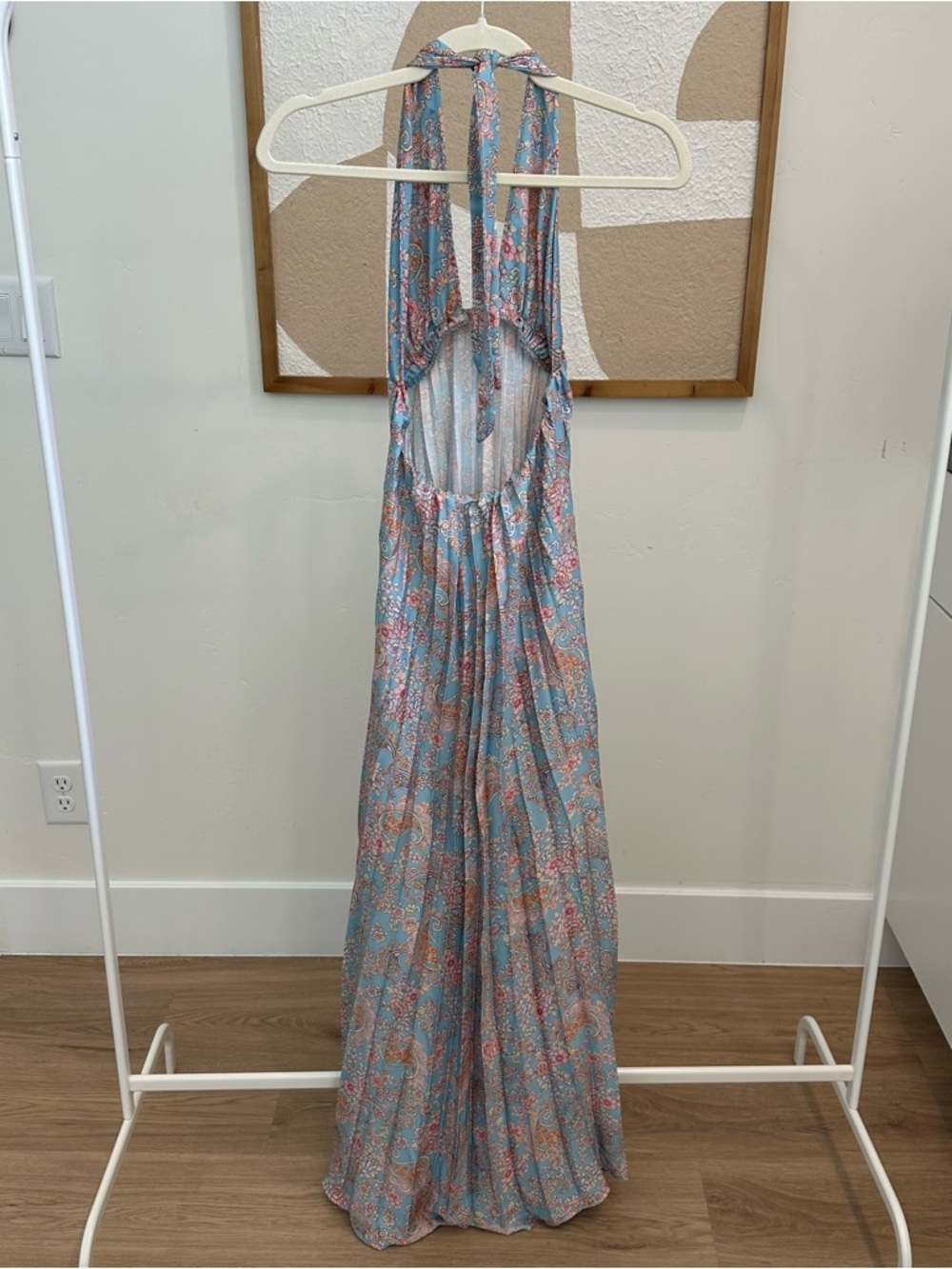 Halter Maxi Dress in Sky Blue Floral - Picture 3 of 4